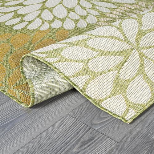Outdoor Rug 8x10 Modern Exotic Tropical Leaf Area Rugs for Indoor and Outdoor Patio Deck Porch Garden Water Resistant Washable Outside Carpet