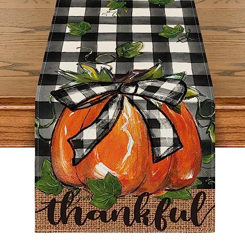 Pumpkin Thankful Fall Table Runner 13x108 Inch (9.72 Sq Ft)