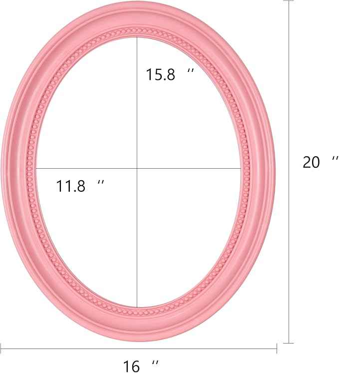 Funerom 20 x 16 inch Pink Wall Mirror Oval Bathroom Mirror Bedroom Mirror