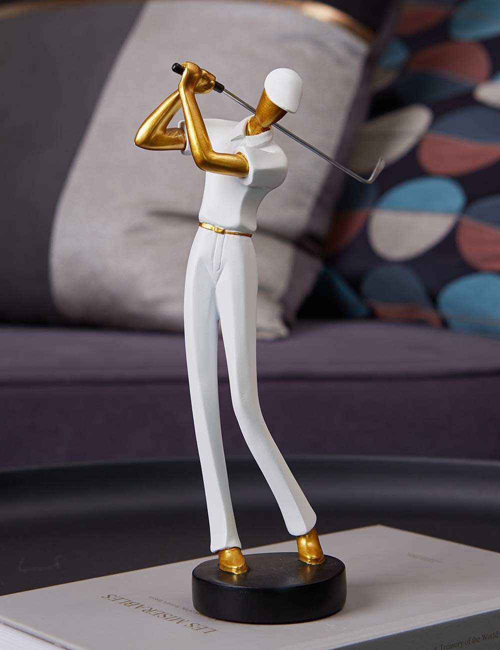 Golfer Figurine Statue Golf Sculpture Modern Home Decor 9.4 Inch