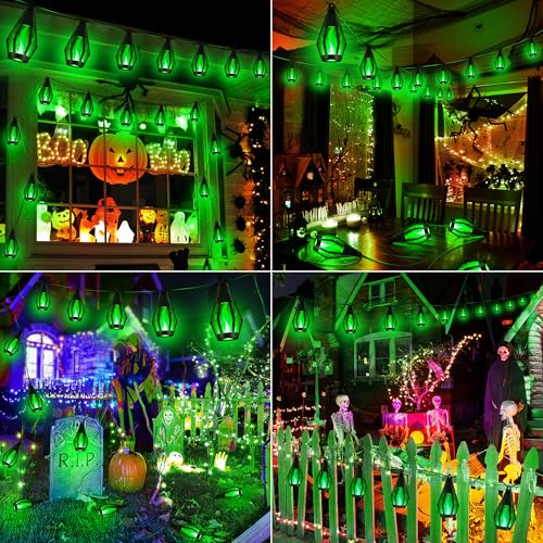 42FT 15 LED Solar Flame Halloween String Lights Outdoor (42 Foot)