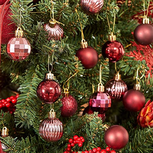 24ct Burgundy Christmas Ball Ornaments for Tree Decorations (24 Count)