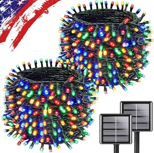 Multicolor Solar Christmas Lights 2Pack Total 180FT 500LED (2 Count)
