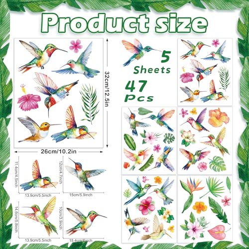 Hummingbird Flowers Window Clings (47 Count)