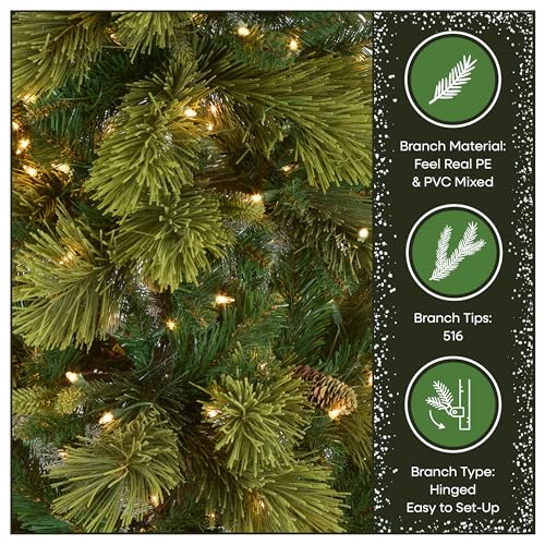 6.5ft Pre Lit Carolina Pine Slim Christmas Tree