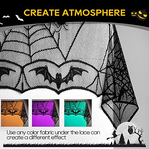 Halloween Black Lace Tablecloth 48x96 Inch