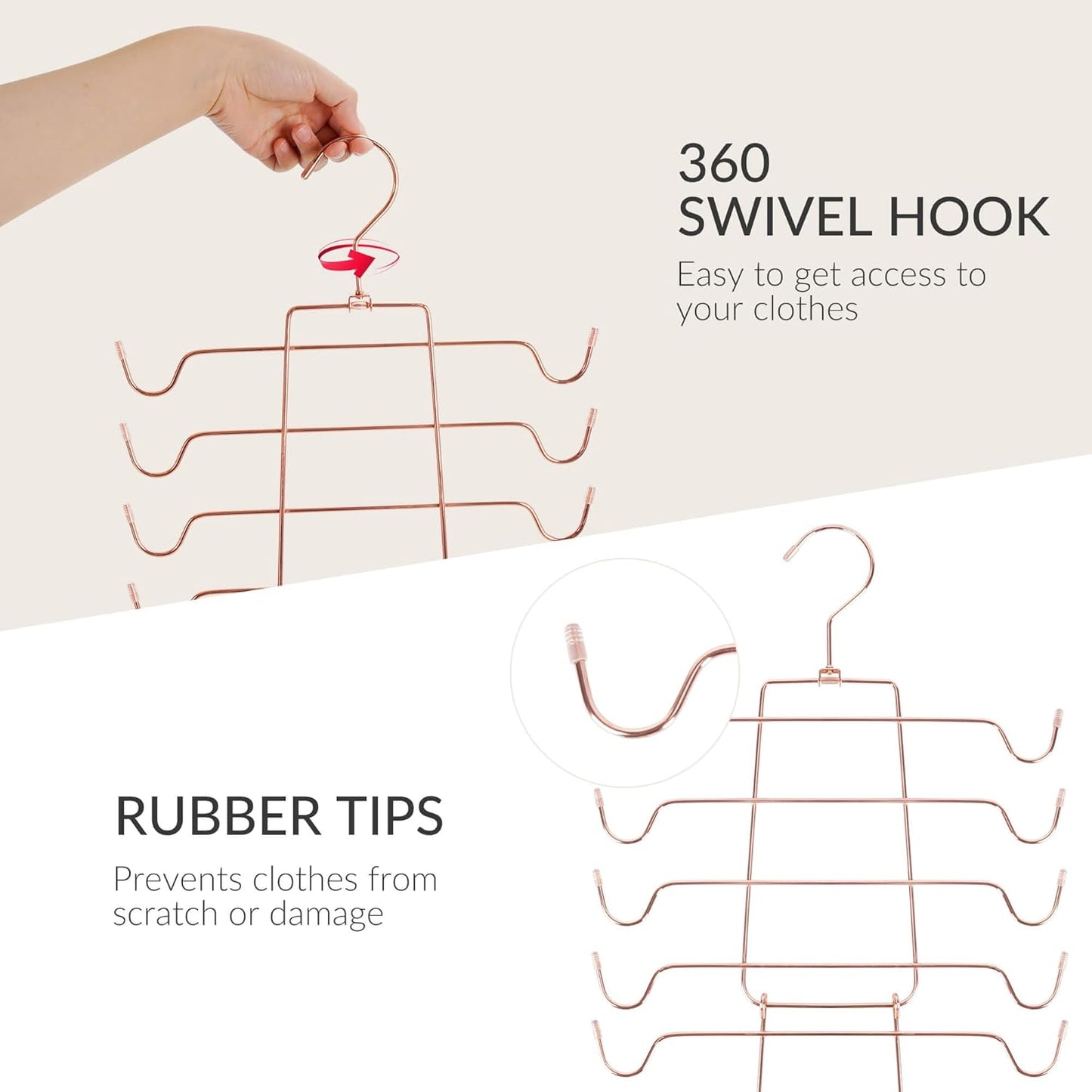 ZEDODIER 3 Pack Tank Top Hanger, Space Saving Bra Hangers, Non-Slip Hanging Sport Bras Holder, Closet Organizers and Storage for Camisoles Tank Tops Bras Ties Swimsuits Strappy Dress, Rose Gold - NestledHome