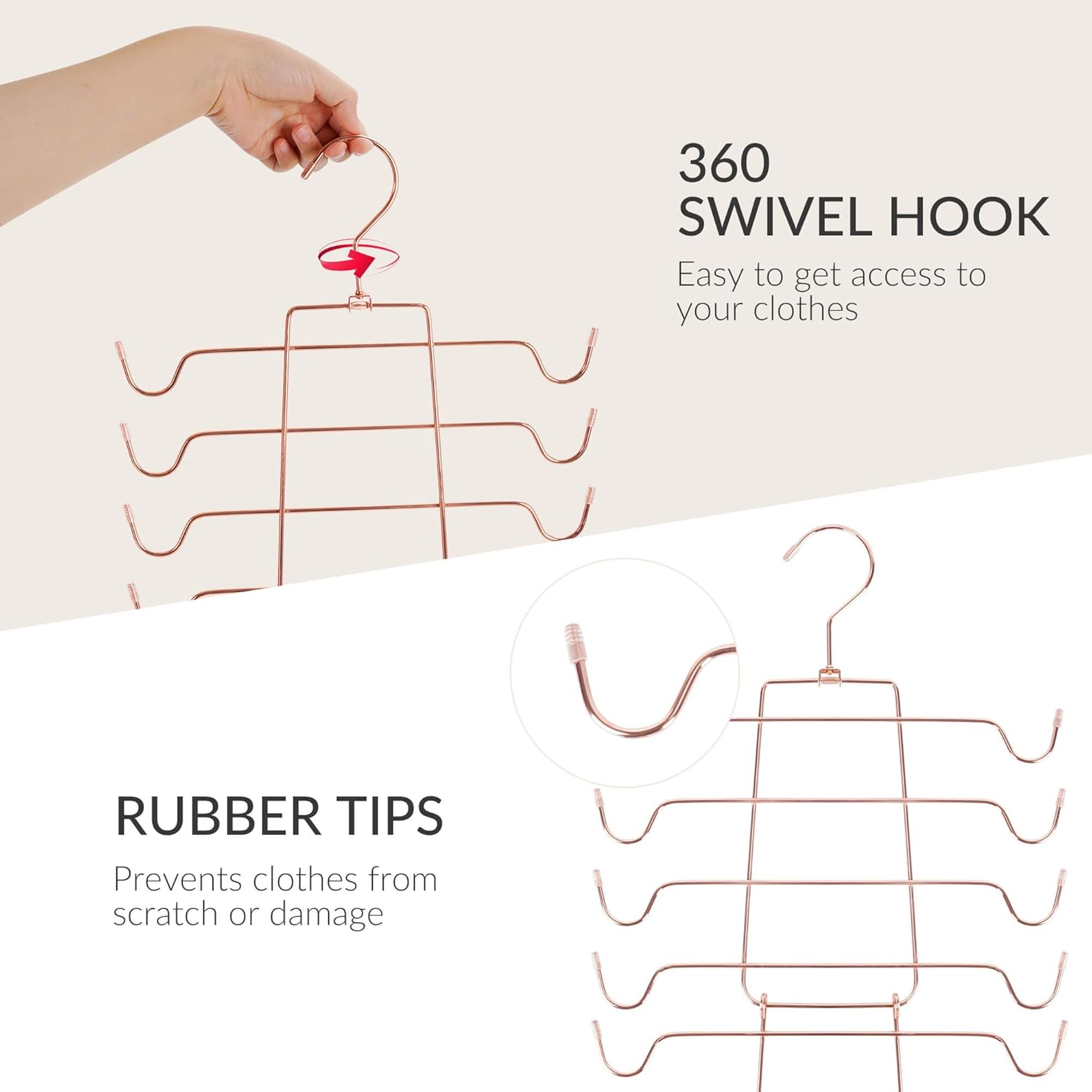 ZEDODIER 3 Pack Tank Top Hanger, Space Saving Bra Hangers, Non-Slip Hanging Sport Bras Holder, Closet Organizers and Storage for Camisoles Tank Tops Bras Ties Swimsuits Strappy Dress, Rose Gold - NestledHome