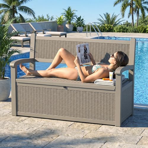 75 Gallon Storage Bench Deck Box Outdoor Indoor