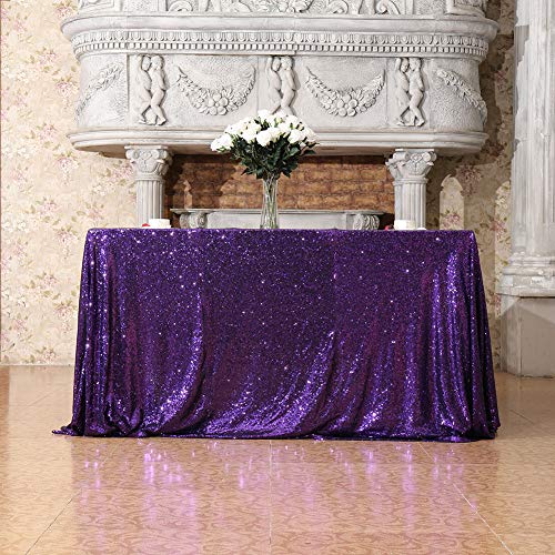 Sequin Tablecloth 60x102 Inch Purple for Wedding Halloween Party
