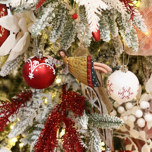 30 Pack Glitter Print Contrast Color Christmas Ball Ornaments (30 Count)