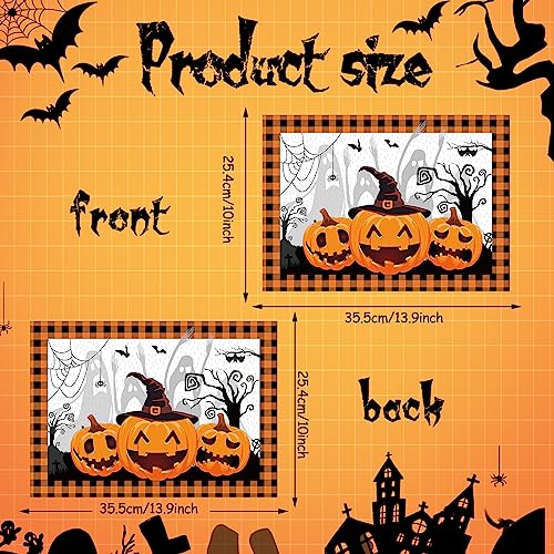 100 Pcs Halloween Placemats Pumpkin Ghost Buffalo Plaid Paper 14x10