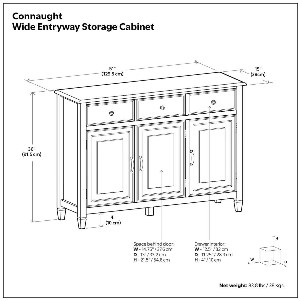 Connaught 51" Solid Wood Cabinet in Chestnut Brown