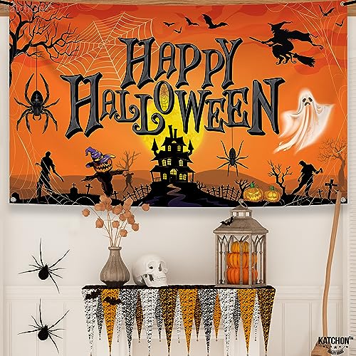 Orange Happy Halloween Banner 72x44 Inch