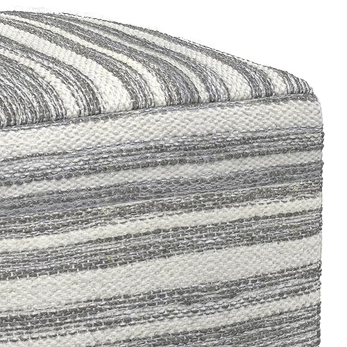 Carina Contemporary Square Woven Pouf in Black Melange