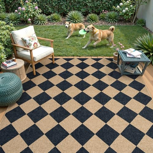 Checkered Easy Jute Outdoor Patio Rug