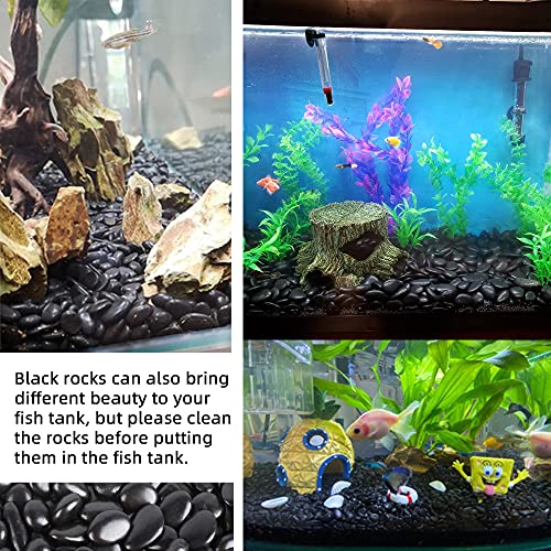 Black Pebbles for Plants 1.8lb Bulk Bag Aquarium Gravel 0.8" (28.8 Ounce)