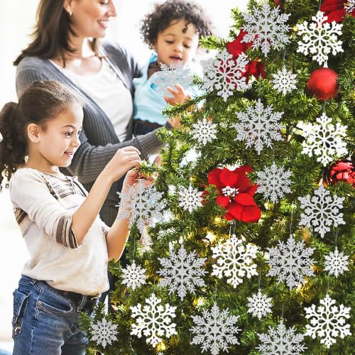 White and Silver Christmas Snowflake Ornaments (36 Count)