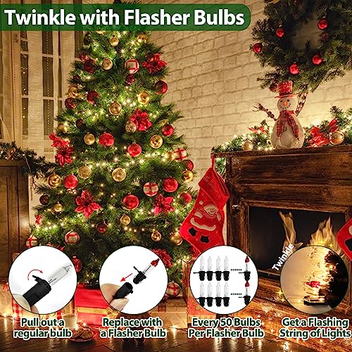 Clear Christmas Lights 50FT 200 Count Incandescent Bulbs Warm White Mini Lights with Black Wire for Christmas Tree