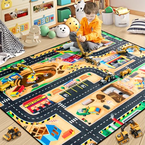 Kids Construction Site Play Rug (48 Sq Ft)