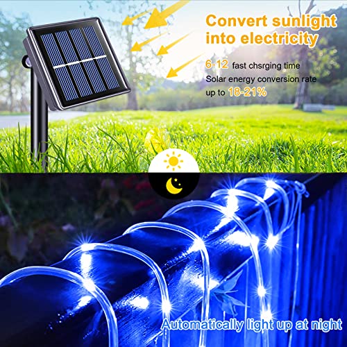 2 Pack 100 LED Blue Solar Rope Lights (72 Foot)