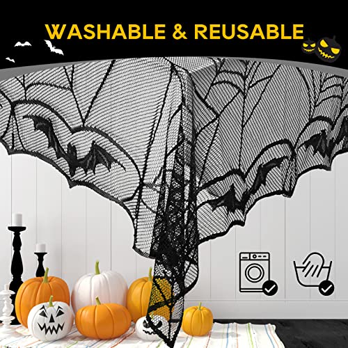 Halloween Black Lace Tablecloth 48x96 Inch