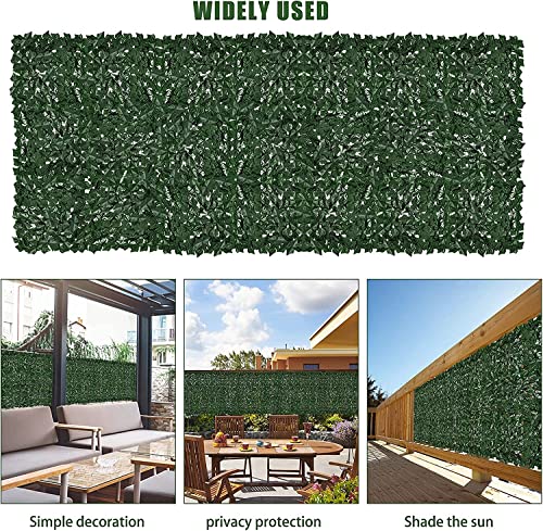 Faux Ivy Privacy Fence Screen Outdoor Expandable Artificial Greenery Roll Fake Hedge Wall Patio Green Plastic Leaf Plant Vine Grass Panels Gate Covering for Garden Yard Balcony