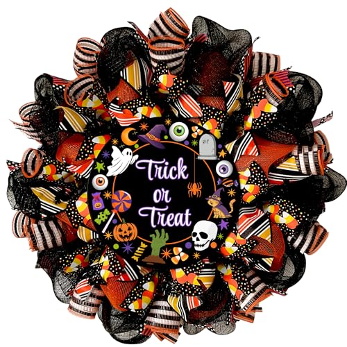Trick or Treat Halloween Candy Wreath Available in 24 inch or 28 inch Diameter Indoor