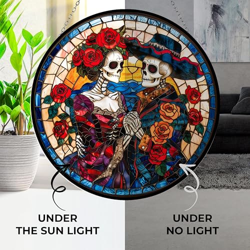 Day of The Dead Couple Stained Glass Suncatcher Window Hangings