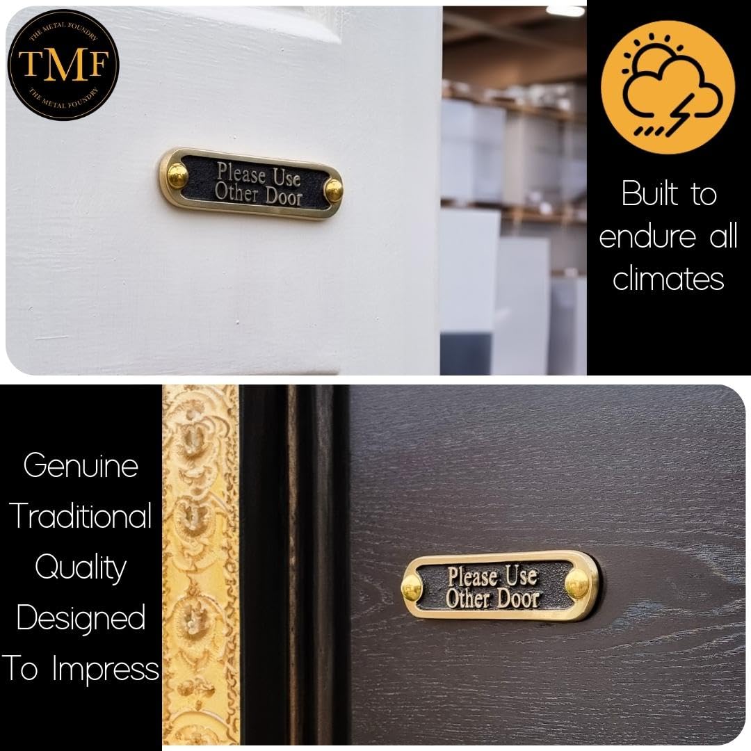 Please Use Other Door Brass Door Sign. Traditional Style Home Décor Wall Plaque Handmade By The Metal Foundry UK