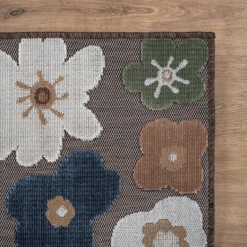 Outdoor Rug 5x7 Modern Floral Tropical Area Rugs for Outdoor and Indoor Patio Easy to Clean Non Shedding Living Room Porch Garden Washable Outside Carpet (35 Sq Ft)