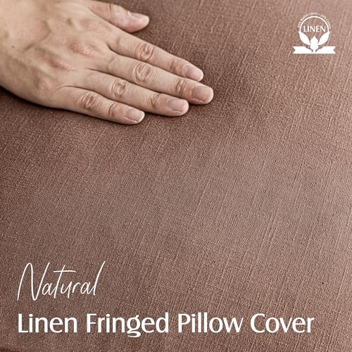 Decorative Linen Fringe Throw Pillow Covers 20×20 Inch (2 Count)