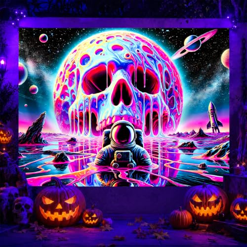 Blacklight Tapestry Galaxy Astronaut UV Wall Art 78 x 59 Inch