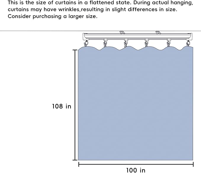 Room Divider Ceiling Mounted Curtains Track Sets Extra Wide Blackout Curtain Flexible Tracks for Bedroom Privacy Partition Separator, 1 Panel Light Grey Drape and White Rail, W8.3 x H9ft