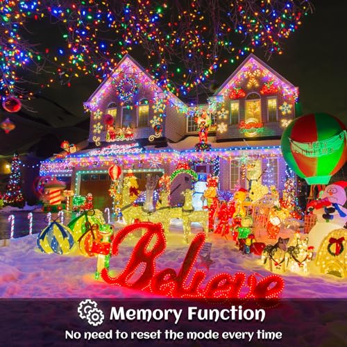 132ft Christmas Lights Outdoor 1280LED Icicle Lights for Outside Multicolor