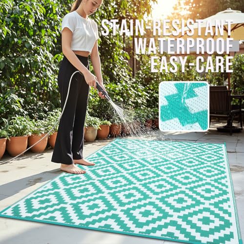 Outdoor Rug 10x14 ft Waterproof Reversible Mat (142.86 Sq Ft)