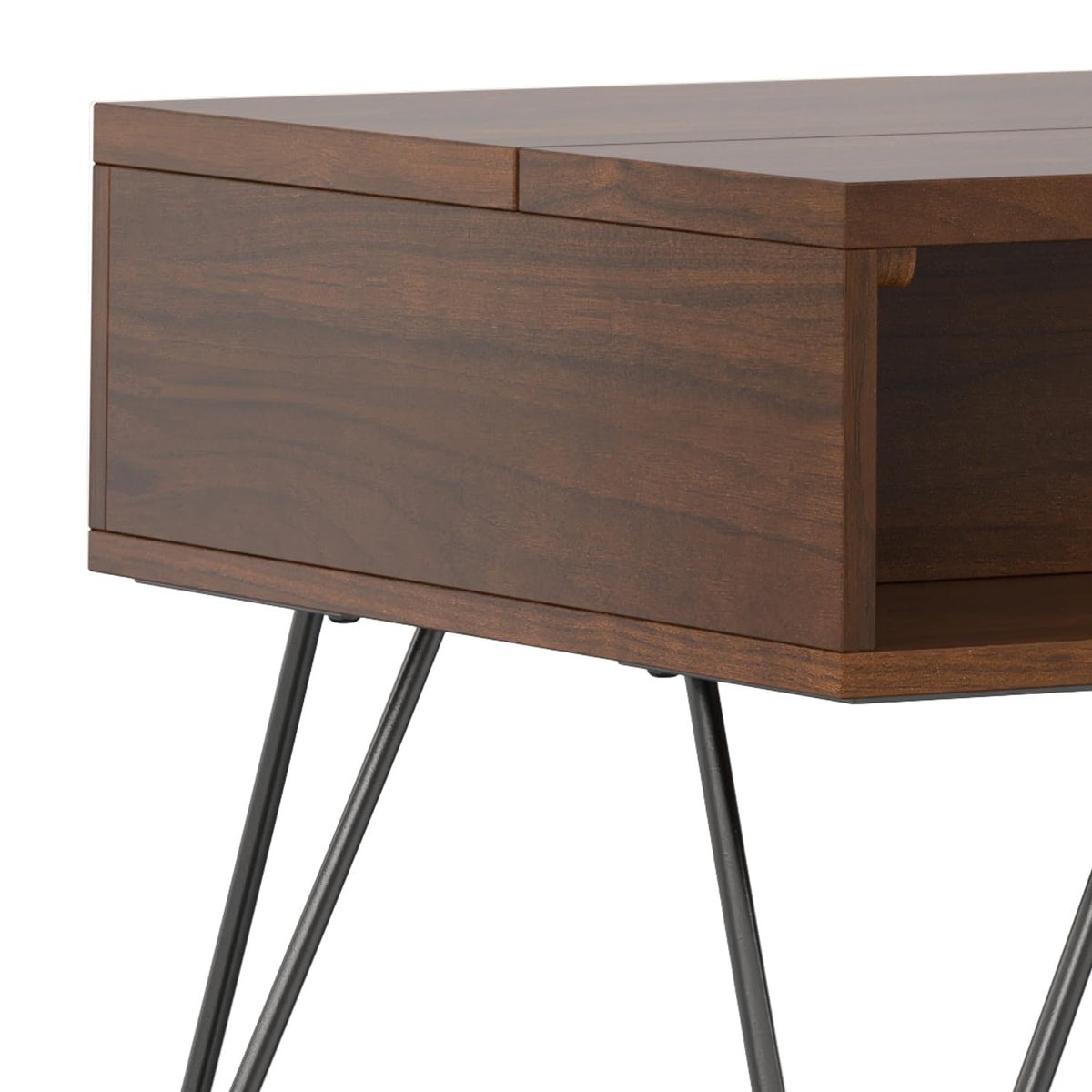 Hunter 48" Wide Walnut Veneer and Metal Coffee Table in Brown