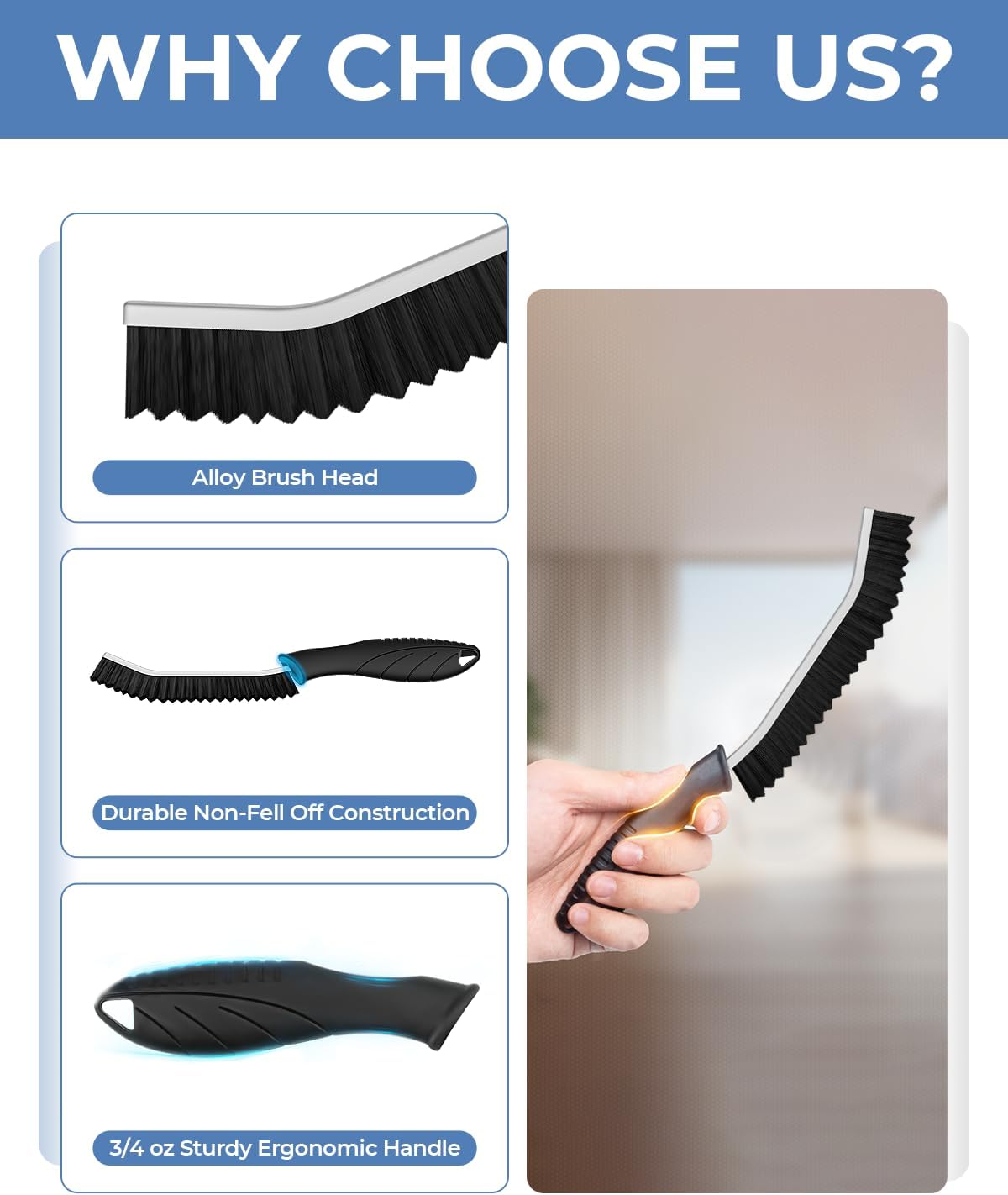 Crevice Cleaning Brushes, Cleaner Scrub Brush Tool for Hard to Reach Tight Space, Home Essentials, Serrated Scrub Brushes, Cleaning Supplies for Shower, Bathroom, Kitchen, Toilet (2, Black) - NestledHome