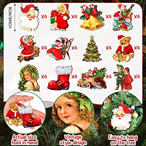 48 Pcs Wooden Christmas Ornaments Vivid Style (48 Count)