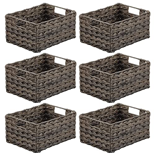 Woven Farmhouse Kitchen Pantry Food Storage Organizer Basket Box (6 Count)