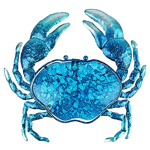 Crab Wall Decor Outdoor Metal Bathroom Hanging Art Glass Blue Ocean Theme Decorations for Home