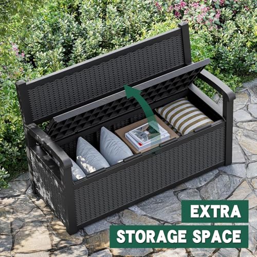70 Gallon Lockable Outdoor Storage Bench Waterproof