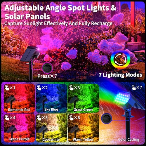 Solar Spot Lights Outdoor Spotlight Christmas 12 Pack Color Changing (12 Count)