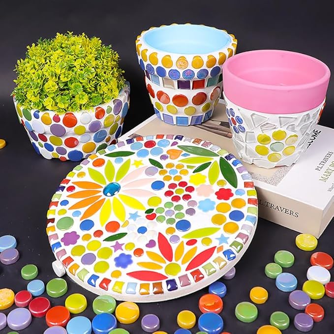 PINUO&KE 0.99 lb Mosaic Tiles for Crafts Bulk, Mosaic Ceramics Pieces for Garden Crafts Kits DIY Mosaic Art Decor