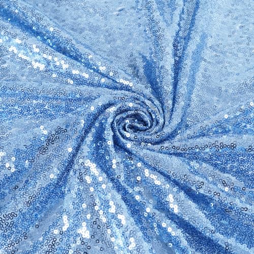 Sequin Tablecloth 60x102 Inch Baby Blue for Wedding Party