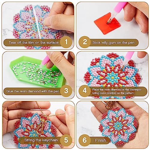 20 Pcs Diamond Art Painting Keychain Kits Double Sided