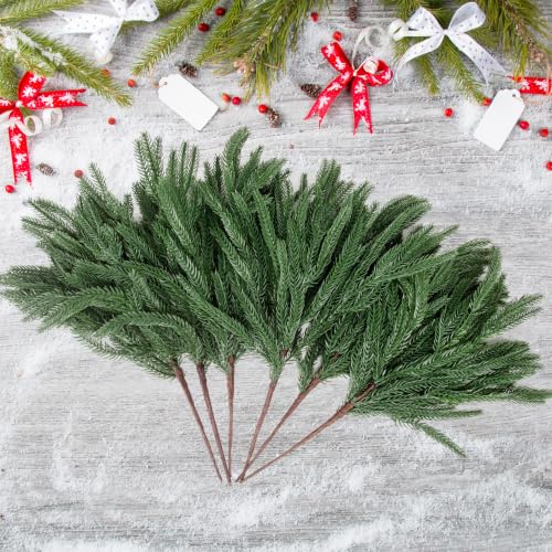 24 Pcs Artificial Norfolk Pine Branches Faux Christmas Stems (24 Count)