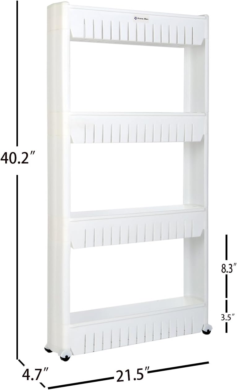 Laundry Room Organizer, Mobile Shelving Unit Organizer with 4 Large Storage Baskets, Gap Storage Slim Slide Out Pantry Storage Rack for Narrow Spaces, 4 Tier … - NestledHome
