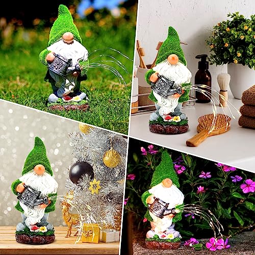 Flocked Solar Garden Gnomes Outdoor Statues