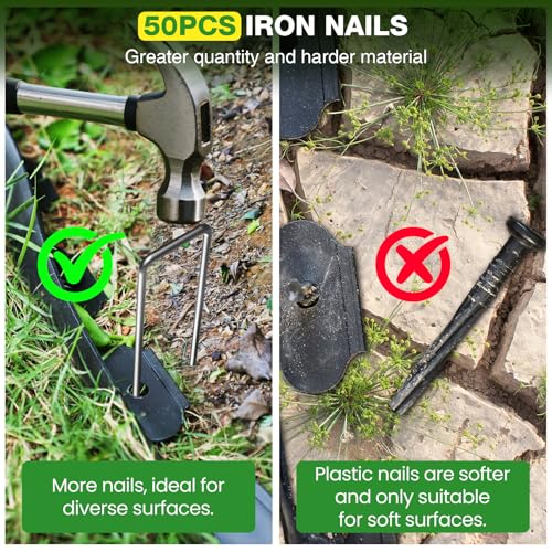 4in Tall 33ft Landscape Edging Kit with 50pcs Metal Spikes (33 Foot)